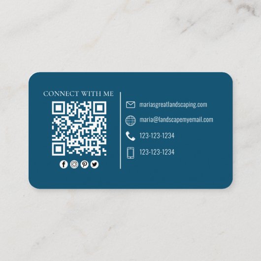 Carte De Visite Me connecter | QR Code Simple Blue Modern Photo (Dos)