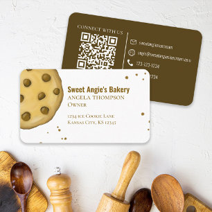 Carte De Visite Me connecter   QR Code Simple Boulangerie Cookie
