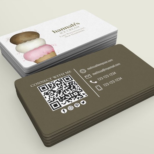 Carte De Visite Me connecter | QR Code Simple Ice Cream Cone