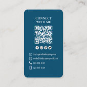 Carte De Visite Me connecter | QR Code Simple Modern Photo Blue (Dos)