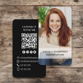 Carte De Visite Me connecter | QR Code Simple Modern Photo Rose