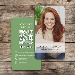 Carte De Visite Me connecter   QR Code Simple Photo Moderne
