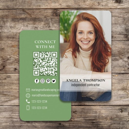 Carte De Visite Me connecter | QR Code Simple Photo Moderne
