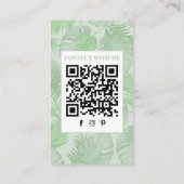 Carte De Visite Me connecter | QR Code Social Media Palm Feuilles (Dos)