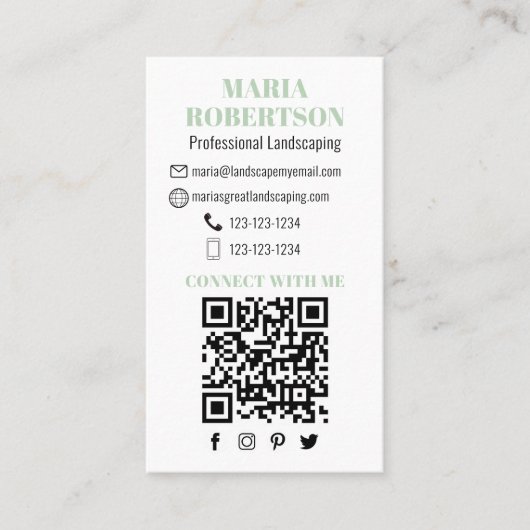 Carte De Visite Me connecter | QR Code Social Media Palm Feuilles (Devant)