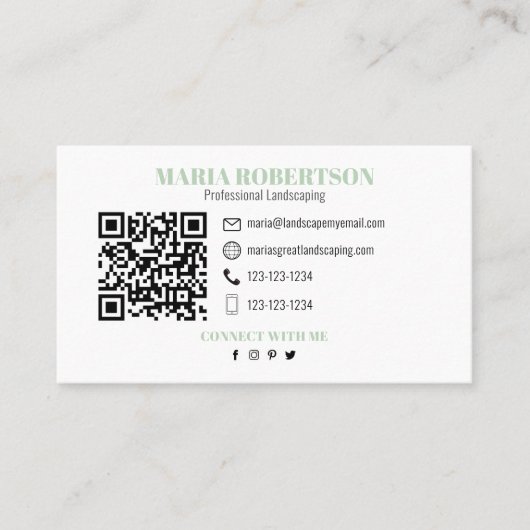 Carte De Visite Me connecter | QR Code Social Media Palm Feuilles (Devant)