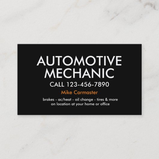 Carte De Visite Mécanicien automobile audacieux simple (Devant)