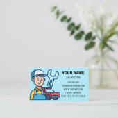 Carte De Visite Mécanicien Automobile Moderne Code QR Bleu Clair (Debout devant)