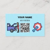 Carte De Visite Mécanicien Automobile Moderne Code QR Bleu Clair (Dos)
