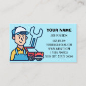 Carte De Visite Mécanicien Automobile Moderne Code QR Bleu Clair (Devant)