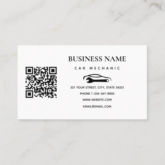 Carte De Visite Mécanicien automobile Réparation atelier Machinist (Dos)