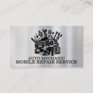 Carte De Visite Mécanicien automobile réparation automobile métal