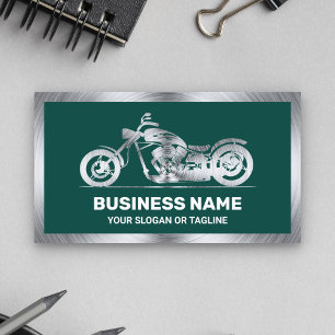 Carte De Visite Mécanicien de moto motocyclette en acier vert fonc