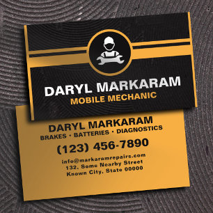 Carte De Visite Mécanicien Mobile Réparation Auto Sur Site Jaune N