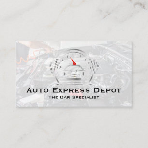 Carte De Visite Mécanicien travaillant sur un moteur   Logo Auto M