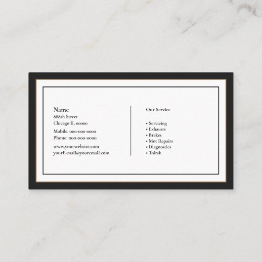 Carte De Visite Mécanique (Dos)