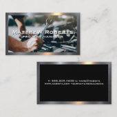 Carte De Visite Mécanique avec clé | Bordure métallique (Devant / Derrière)