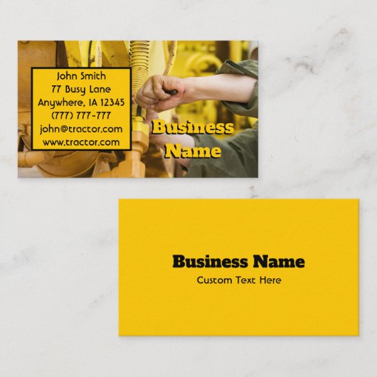 Carte De Visite Mécanique de construction (Devant / Derrière)