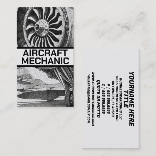 Carte De Visite Mécanique de l'aéronef (Devant / Derrière)