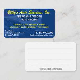 Carte De Visite Mécanique de réparation automobile 2 Modèles la