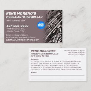 Carte De Visite Mécanique de réparation automobile mobile 2 Côt