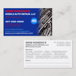 Carte De Visite Mécanique de réparation automobile mobile 2 Côt