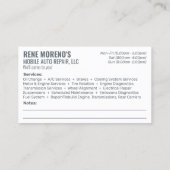 Carte De Visite Mécanique de réparation automobile mobile 2 Côté B (Dos)