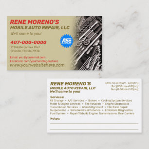 Carte De Visite Mécanique de réparation automobile mobile 2 Côté B