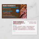 Carte De Visite Mécanique de réparation automobile mobile 2 côtés (Devant / Derrière)