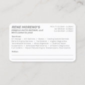 Carte De Visite Mécanique de réparation automobile mobile 2 côtés (Dos)