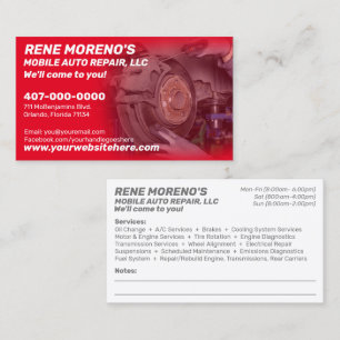 Carte De Visite Mécanique de réparation automobile mobile 2 côtés