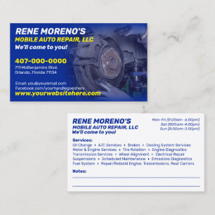 Carte De Visite Mécanique de réparation automobile mobile 2 côtés