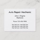 Carte De Visite Mécanique de réparation automobile unique (Dos)