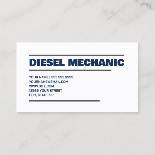 Carte De Visite Mécanique diesel (Dos)