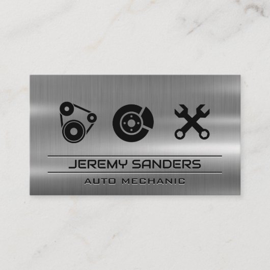 Carte De Visite Mécanique | Métal | Outils Icônes du service (Devant)