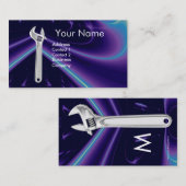 CARTE DE VISITE MÉCANIQUE MÉTALLIQUE, MONOGRAMME DES PLOMBRES (Devant / Derrière)