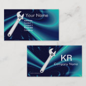 CARTE DE VISITE MÉCANIQUE MÉTALLIQUE, MONOGRAMME DES PLOMBRES (Devant / Derrière)