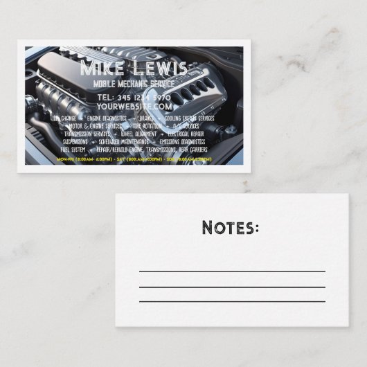 Carte De Visite Mécanique mobile (Devant / Derrière)