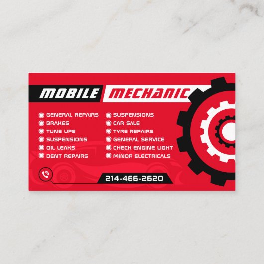 Carte De Visite Mécanique Mobile, Réparation Automatique, Réparati (Dos)