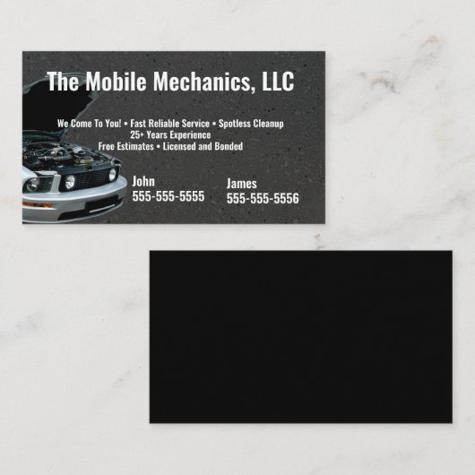 Carte de visite mécanique noir (Devant / Derrière)