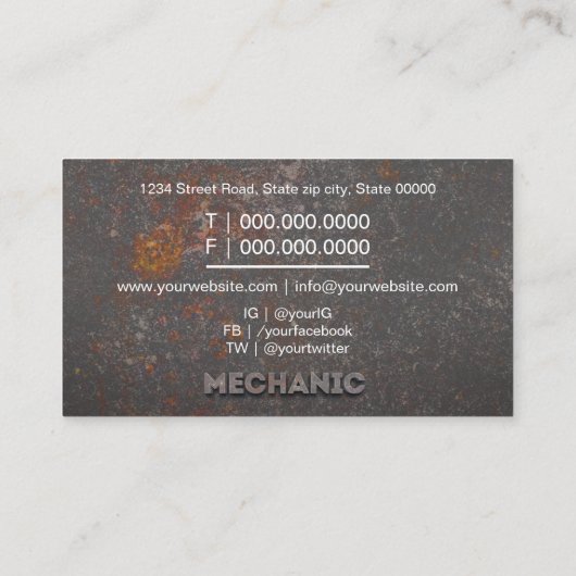 Carte De Visite Mécanique Professionnelle (Dos)