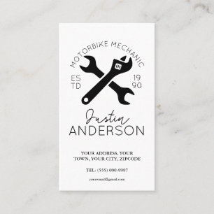 Carte De Visite Mécanique Professionnelle avec clé et spanner