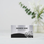 Carte De Visite Mécanique professionnelle Elégant Métallic Argent (Debout devant)