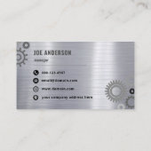 Carte De Visite Mécanique professionnelle Elégant Métallic Argent (Dos)