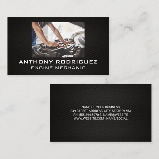 Carte De Visite Mechanic Working on Engine (Devant / Derrière)