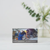Carte De Visite Mechanic Working on Engine | Car Repairman (Debout devant)