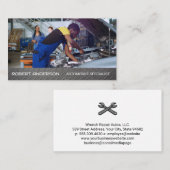 Carte De Visite Mechanic Working on Engine | Car Repairman (Devant / Derrière)