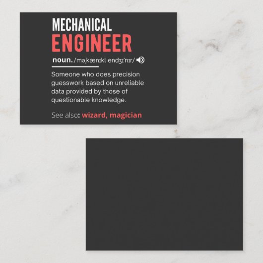 Carte De Visite Mechanical ENGINEER (Devant / Derrière)