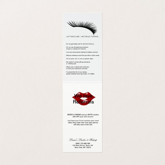 Carte De Visite Mèche de prolongements de cil et référence de (Intérieur déplié)