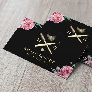 Carte De Visite Mèches et salon floral vintage de maquilleur de